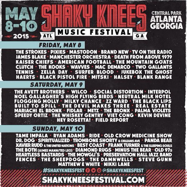 shaky knees day lineup flyer