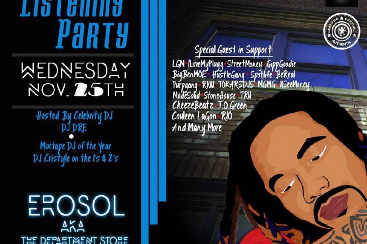 LIVE LISTENING PARTY :: Wed 11/25/15 :: w/ Myk G Mr 16 Bars (new mixtapes) + special guests :: 7pm at Erosol