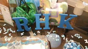 Rivers' initials from our family Baby Shower!